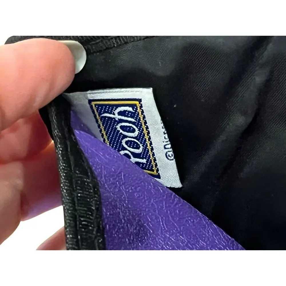 Vtg Winnie the Pooh Hook & Loop Wallet Purple Embroidered Trifold